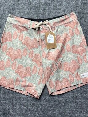 Rhythm Boardshorts Mens 33 Waist 8" Inseam Demask Sage Trunk Surf Floral NEW